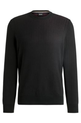 HUGO BOSS｜ROUND NECK KNITS (Short Sleeve Knit Hoodie (5 BOSS - Regular-fit sweater with short sleeves and logo flag