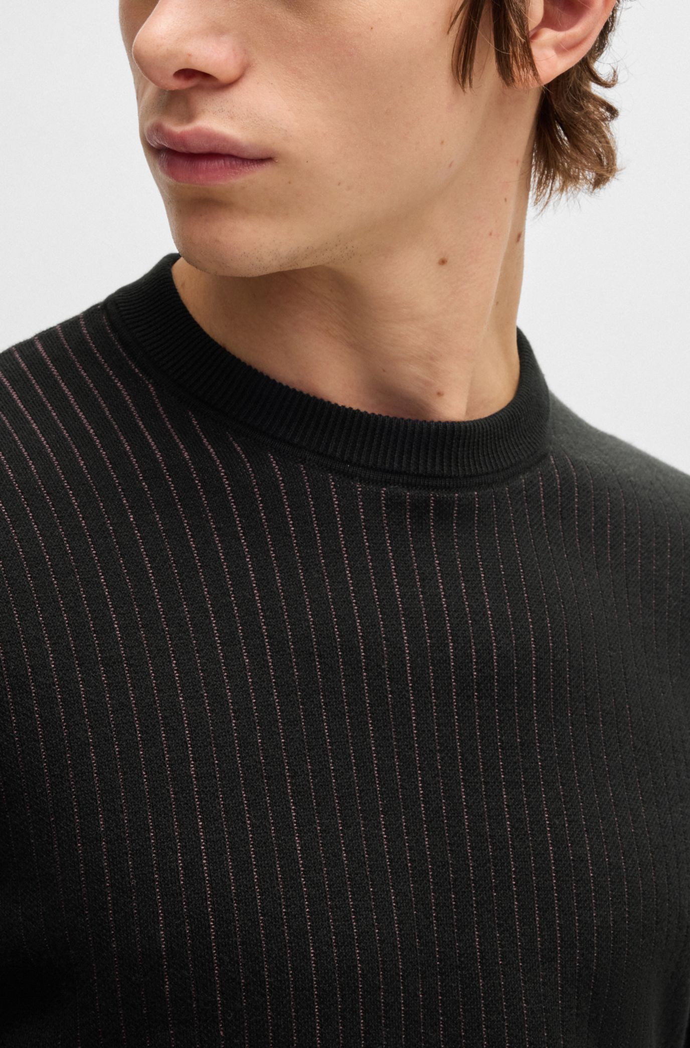 トップス HUGO BOSS drivers knit BOSS - Logo-patch zip-neck sweater in cotton and cashmere