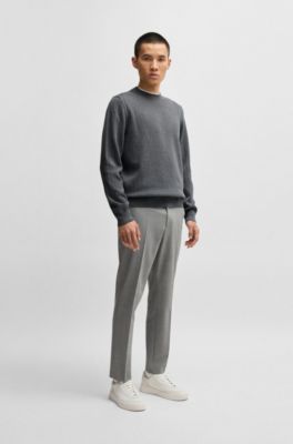 Jersey regular fit de algod&oacute;n con rayas verticales tejidas, Gris