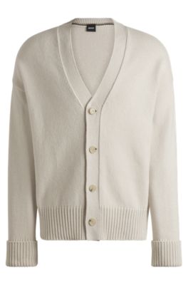 HUGO BOSS 2024 XS Farile Asymmetrical Rib-knit Sweater In White