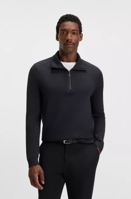 Zip-neck sweater with softshell trims