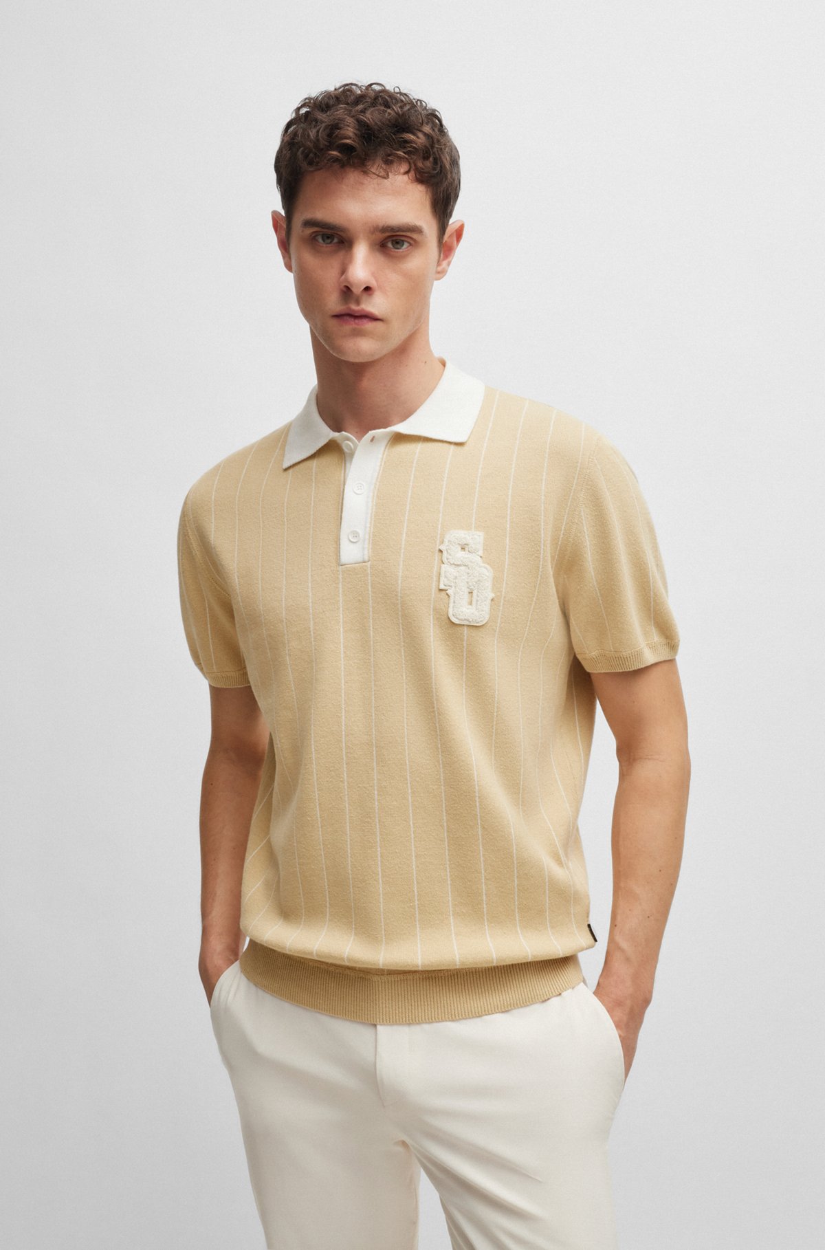 BOSS - BOSS x Shohei Ohtani cotton-knit polo shirt with BOSS - BOSS x Shohei Ohtani cotton-knit polo shirt with