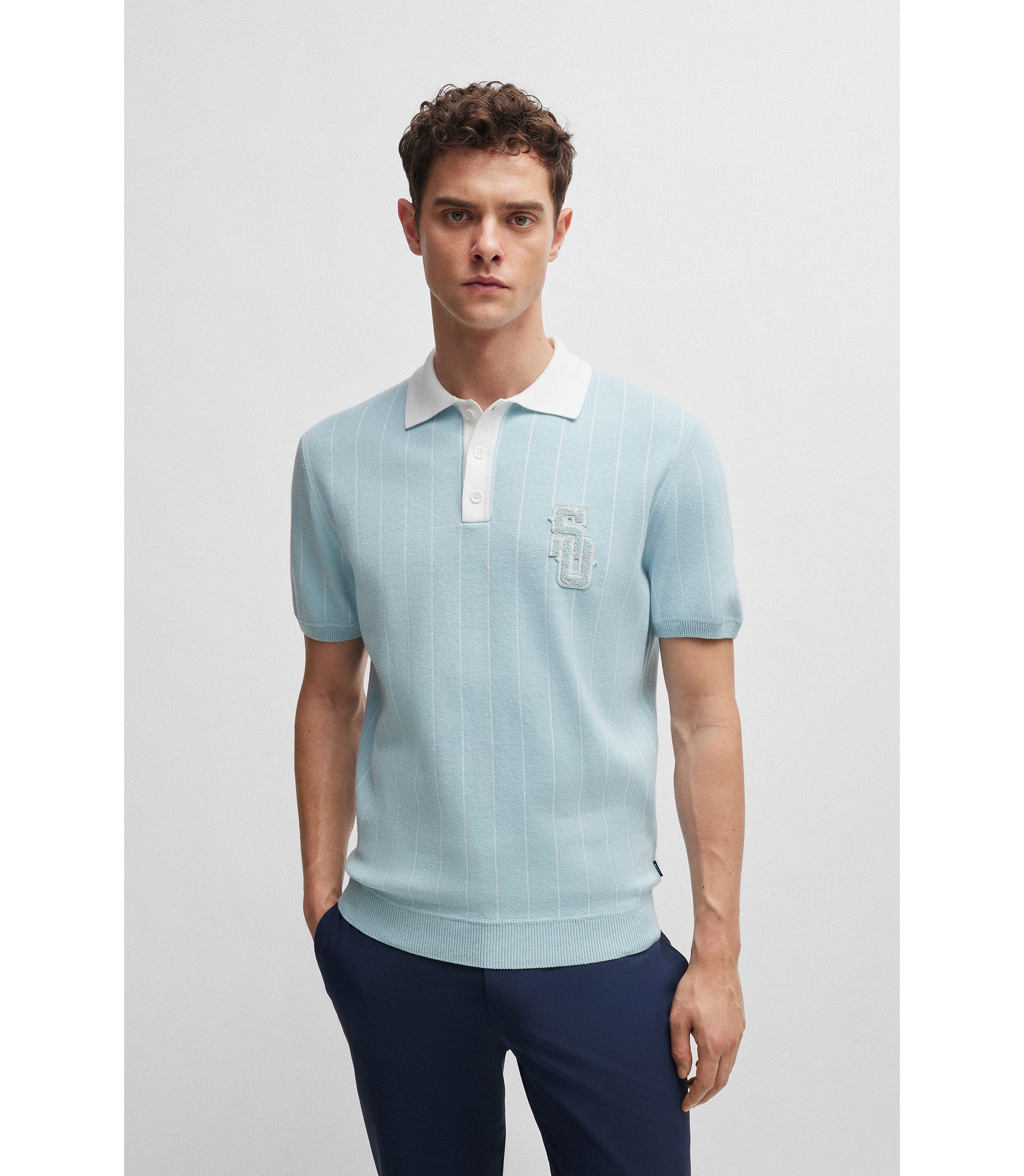 BOSS - BOSS x Shohei Ohtani cotton-knit polo shirt with BOSS - BOSS x Shohei Ohtani cotton-knit polo shirt with