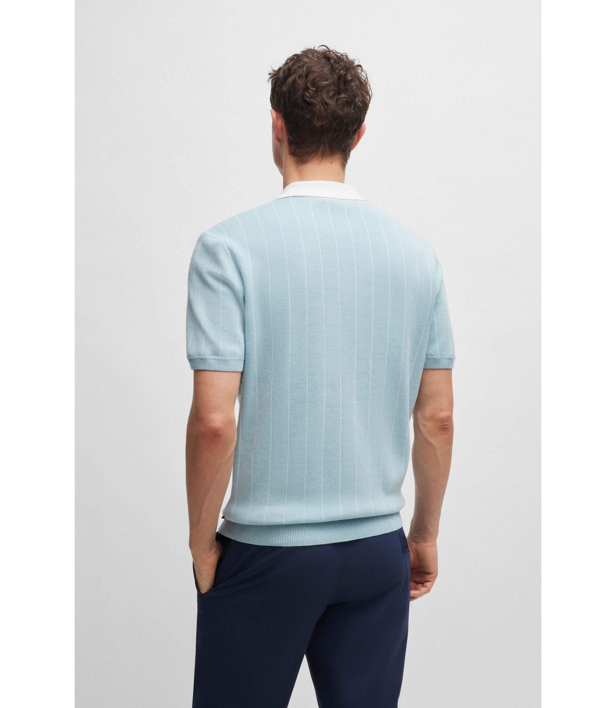 BOSS - BOSS x Shohei Ohtani cotton-knit polo shirt with monogram