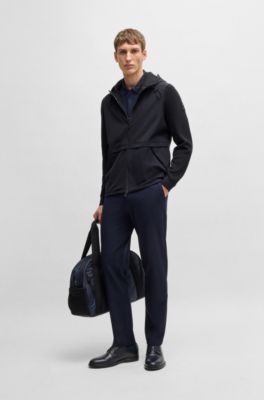 Softshell jacket with knitted details, Dark Blue