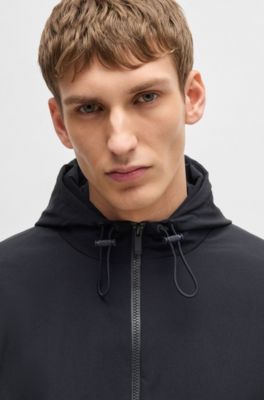 Softshell jacket with knitted details, Dark Blue