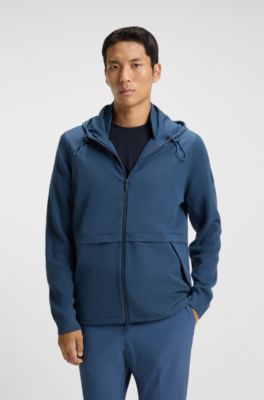 BOSS - Softshell jacket with knitted details - Blue