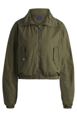 Voluminous jacket in cotton poplin, Light Green