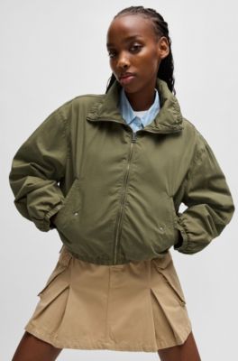 Voluminous jacket in cotton poplin, Light Green