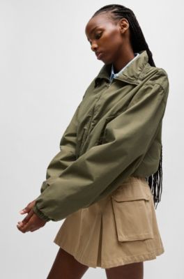 Voluminous jacket in cotton poplin, Light Green
