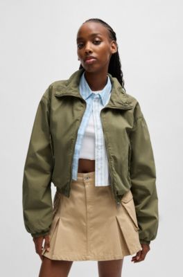 Voluminous jacket in cotton poplin, Light Green