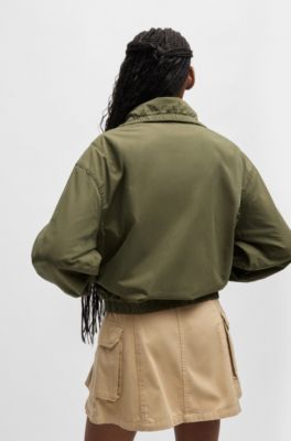 Voluminous jacket in cotton poplin, Light Green