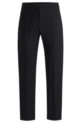 Hugo Boss Regular-fit Tuxedo Trousers In Wool In Black