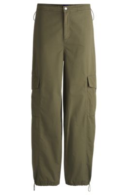 Relaxed-fit parachute trousers in cotton poplin, Light Green
