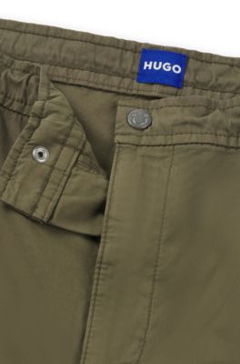 Relaxed-fit parachute trousers in cotton poplin, Light Green