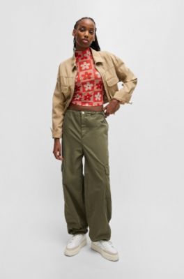 Relaxed-fit parachute trousers in cotton poplin, Light Green