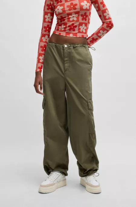 Relaxed-fit parachute trousers in cotton poplin