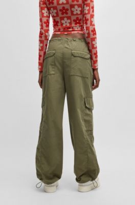 Relaxed-fit parachute trousers in cotton poplin, Light Green