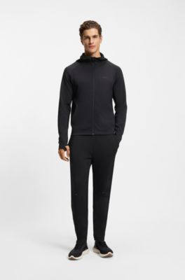 Sudadera con capucha y cremallera con detalle reflectante de la marca, Negro