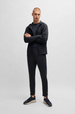 Sudadera con capucha y cremallera con detalle reflectante de la marca, Azul oscuro