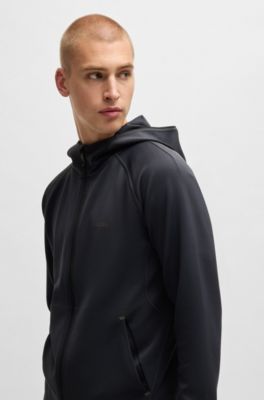 HUGO BOSS ネイビー ジップアップジャケット BOSS - Cotton zip-up jacket with contrast piping - Dark Blue