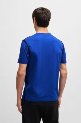 Stretch-cotton T-shirt with tape trims, Blue