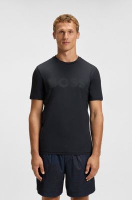 Slim-fit T-shirt with decorative reflective details, Dark Blue