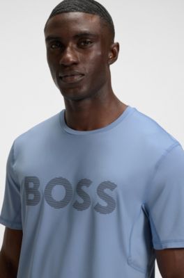 Slim-fit T-shirt with decorative reflective details, Light Blue