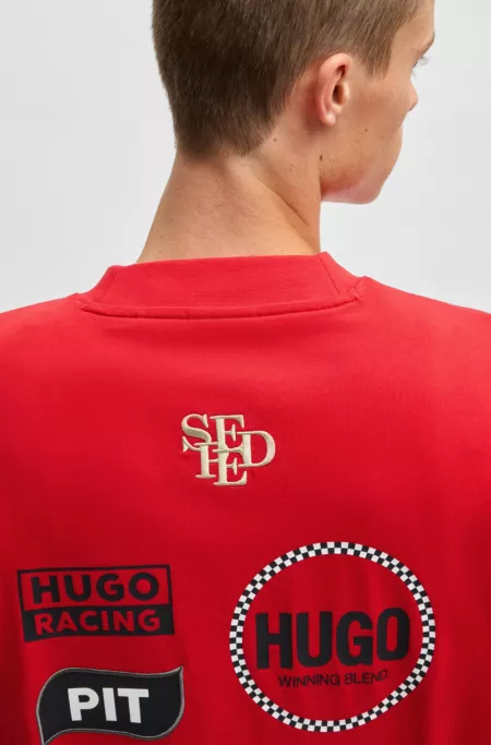 Relaxed-fit T-shirt in cotton with racing prints