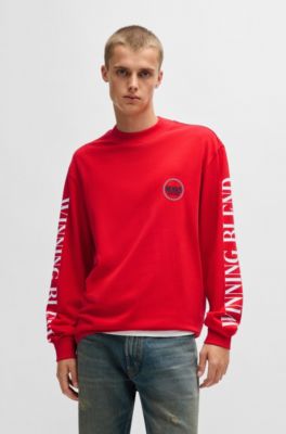 Relaxed-fit T-shirt in cotton with racing prints, Red