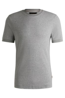 Cotton-cashmere blend T-shirt with anti-bacterial finish, Silver