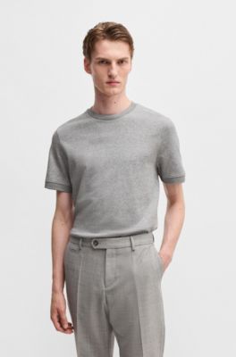 Cotton-cashmere blend T-shirt with anti-bacterial finish, Silver