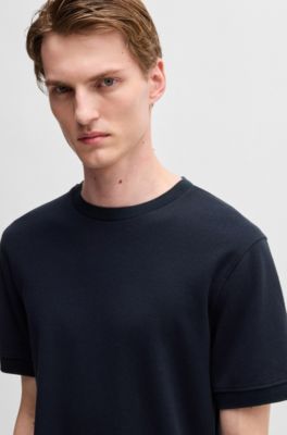 Camiseta de mezcla de cashmere y algod&oacute;n con acabado antibacteriano, Azul oscuro