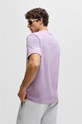 Camiseta de punto de algod&oacute;n con logo de dise&ntilde;o doble, Luz p&uacute;rpura