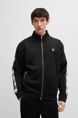 Sudadera de algod&oacute;n con cinta a cuadros, Negro