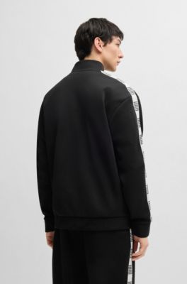 Sudadera de algod&oacute;n con cinta a cuadros, Negro