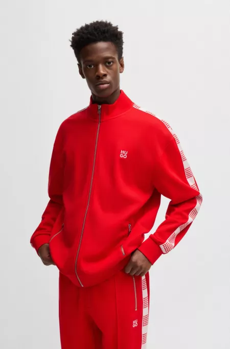 Checked-tape sweatshirt in a cotton blend