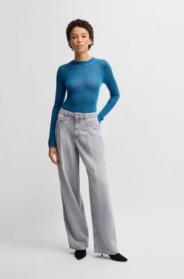 Wool slim-fit sweater , Dark Blue