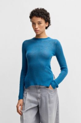 Wool slim-fit sweater , Dark Blue