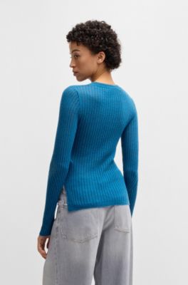 Wool slim-fit sweater , Dark Blue