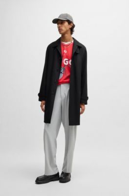 Relaxed-fit football-style mesh T-shirt with seasonal print, Red