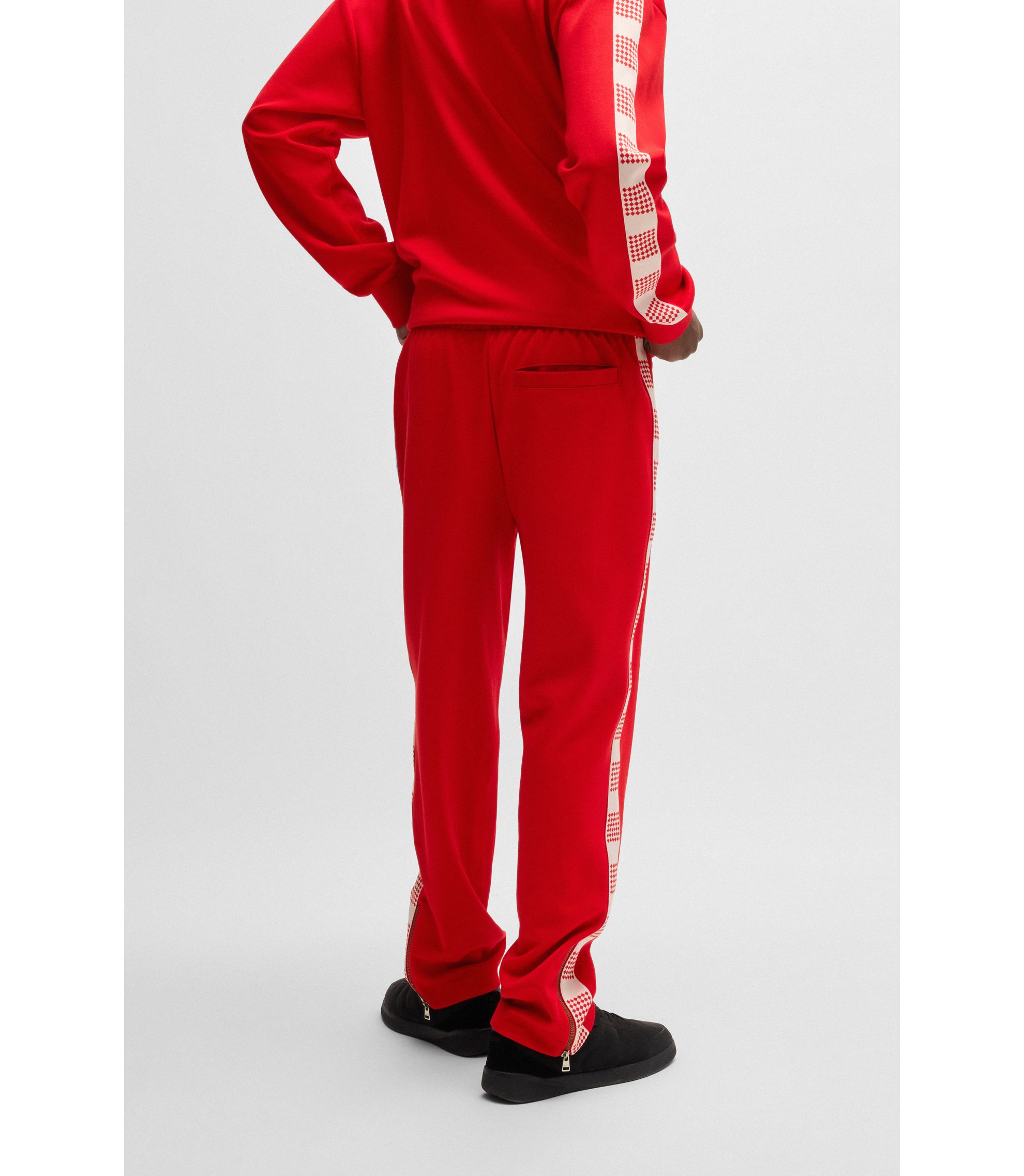 HUGO Tracksuit bottoms with checked tape Red