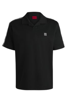 HUGO - Polo shirt with checked tape - Black