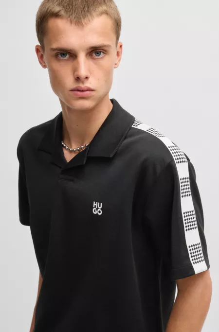 Checked-tape polo shirt in a cotton blend