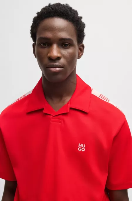 Checked-tape polo shirt in a cotton blend