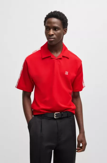 Checked-tape polo shirt in a cotton blend
