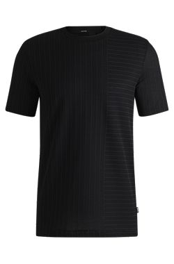 Mercerized-cotton T-shirt with mixed stripes