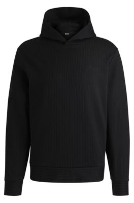 Sudadera con capucha regular fit de algod&oacute;n con raya diplom&aacute;tica, Negro