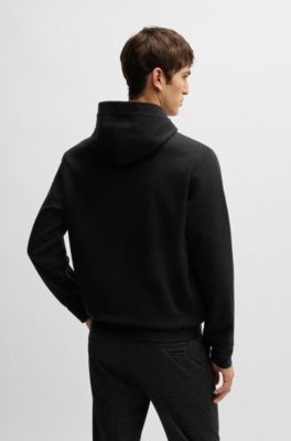 Sudadera con capucha regular fit de algod&oacute;n con raya diplom&aacute;tica, Negro