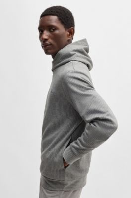 Sudadera con capucha regular fit de algod&oacute;n con raya diplom&aacute;tica, Gris